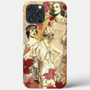 Funda Para iPhone 13 Pro Max Fondo floral de moda retro para iPhone / iPad