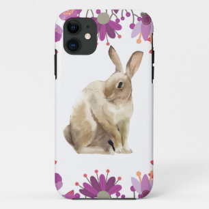 Funda Para iPhone 11 Fondo floral Diseño conejo de Pascua
