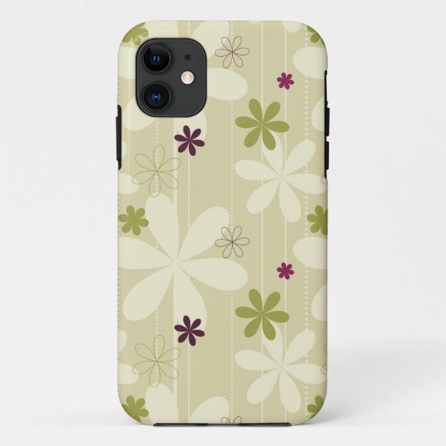 Funda De Case-Mate Para iPhone Fondo floral retro (Reverso)