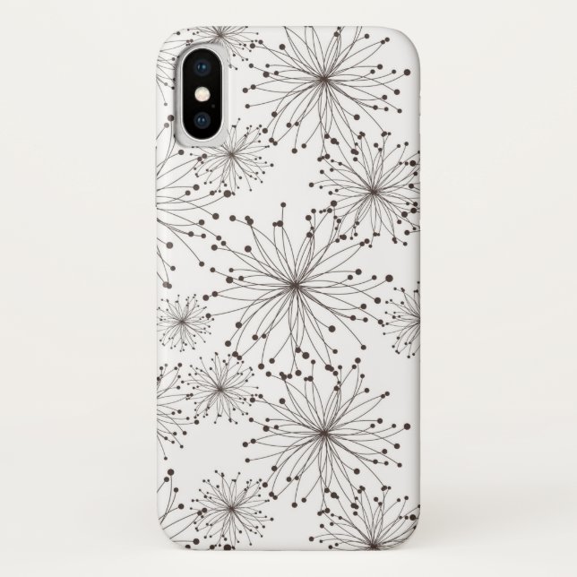 Funda De Case-Mate Para iPhone Fondo floral retro (Reverso)