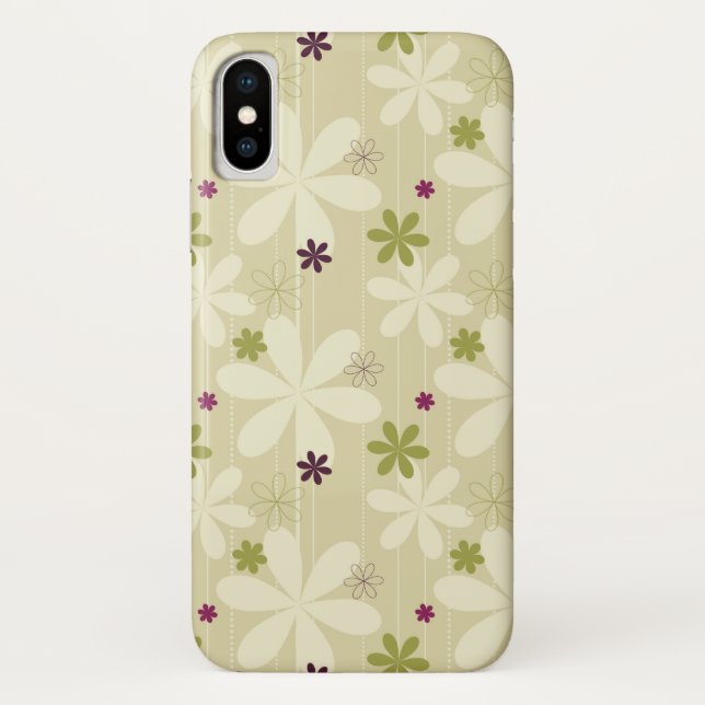 Funda De Case-Mate Para iPhone Fondo floral retro (Reverso)