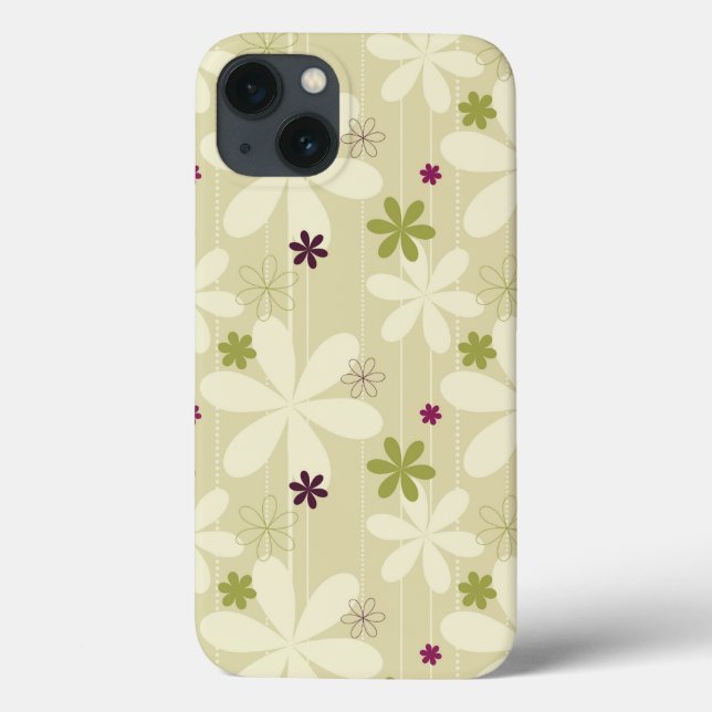 Funda De Case-Mate Para iPhone Fondo floral retro (Reverso)