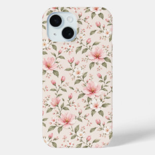 Funda Para iPhone 15 Fondo floral sin costuras de flor de cerezo rosa s
