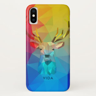 Funda Para iPhone XS Fondo geométrico y ciervo coloridos