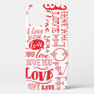 Funda Para iPhone 12 fondo impecable dibujado a mano con doodles de amo