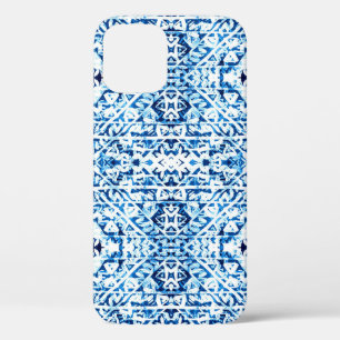 Funda Para iPhone 12 Fondo invernal. Mano de color de agua pintada azul