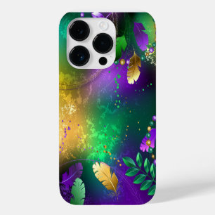 Funda Para iPhone 14 Pro De Case-Mate Fondo iridiscente de mardi gras con cuentas