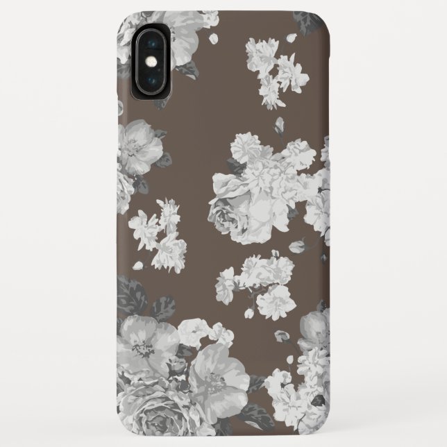 Funda De Case-Mate Para iPhone Fondo marrón floral (Reverso)