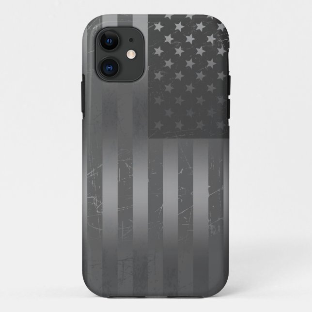 Funda De Case-Mate Para iPhone Fondo metálico de la bandera gris-estadounidense c (Reverso)
