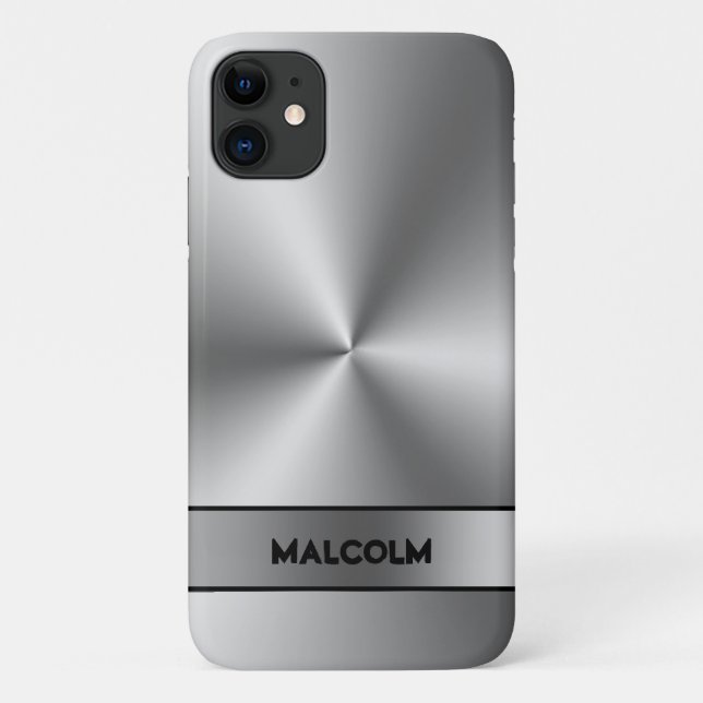 Funda De Case-Mate Para iPhone Fondo metálico plateado (Reverso)