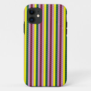 Funda Para iPhone 11 fondo multicolor a rayas con puntos