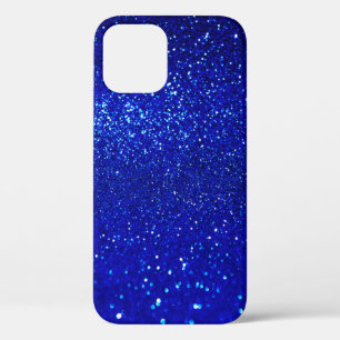 Funda Para iPhone 12 Fondo purpurina azul brillante abstracto