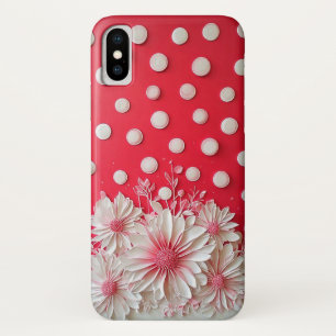 Funda Para iPhone X Fondo Rojo y Patrón de Lunares