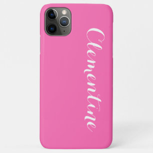 Funda Para iPhone 11 Pro Max Fondo rosa intenso sólido, monograma de nombre