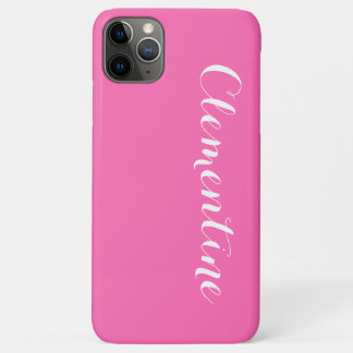 Funda Para iPhone 11 Pro Max Fondo rosa intenso sólido, monograma de nombre