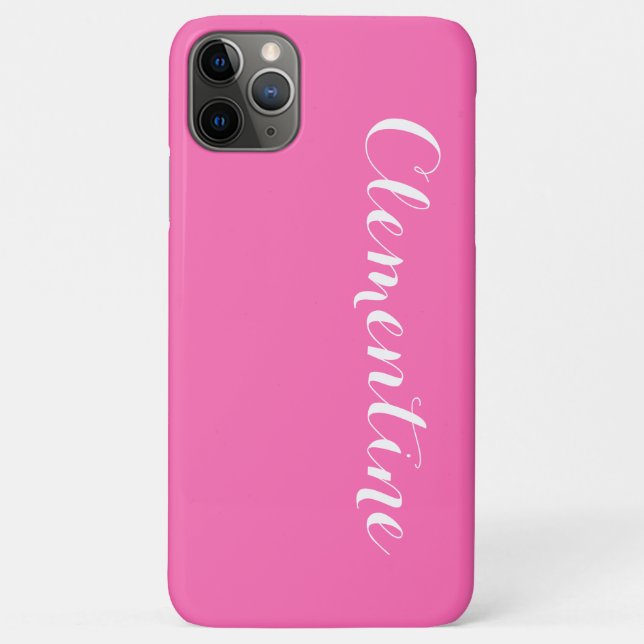 Funda De Case-Mate Para iPhone Fondo rosa intenso sólido, monograma de nombre (Reverso)