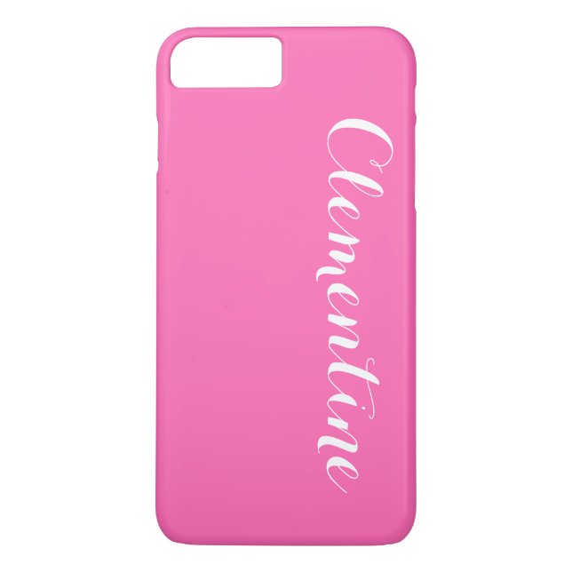 Funda De Case-Mate Para iPhone Fondo rosa intenso sólido, monograma de nombre (Reverso)