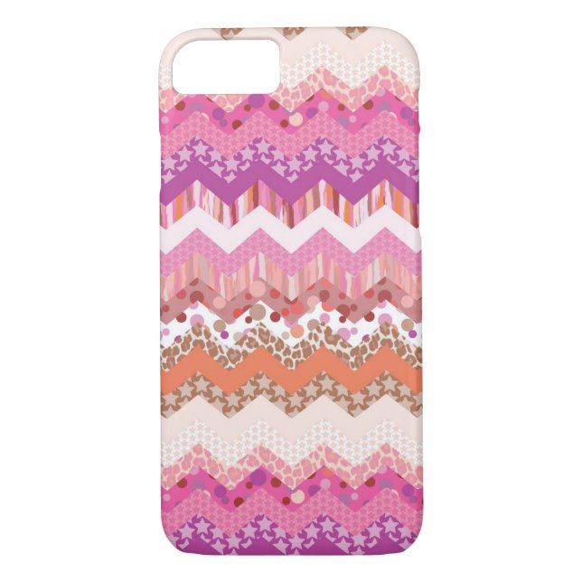 Funda De Case-Mate Para iPhone Fondo rosado del zigzag (Reverso)