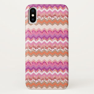 Funda Para iPhone X Fondo rosado del zigzag