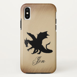 Funda Para iPhone X Fondo Rústico del Dragón Negro Personal