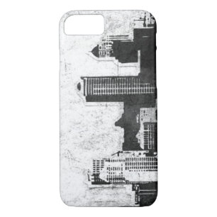 Funda Para iPhone 8/7 Fondo sucio de la ciudad en blanco y negro