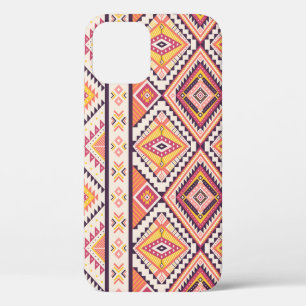 Funda Para iPhone 12 Fondo tribal azteca a rayas sin soldadura