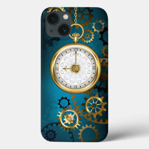 Funda Para iPhone 13 Fondo turquesa de vapor con engranajes