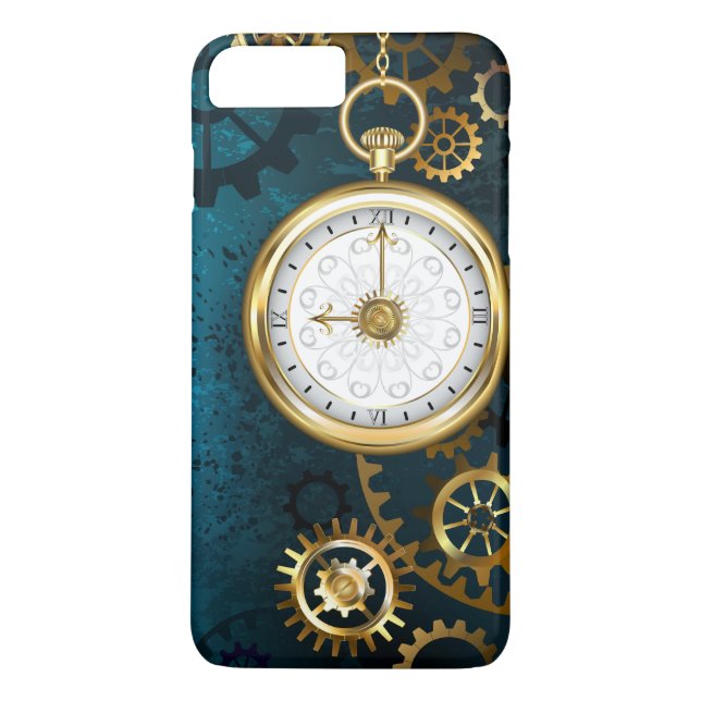 Funda De Case-Mate Para iPhone Fondo turquesa de vapor con engranajes (Reverso)