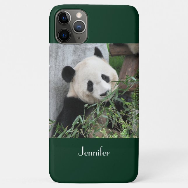 Funda De Case-Mate Para iPhone Fondo verde de Panda gigante, nombre,  (Reverso)