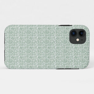 Funda Para iPhone 11 fondo verde y blanco con hojas pequeñas
