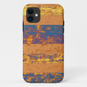 Funda Para iPhone 11 Fondo vintage a rayas (amarillo, azul, Naranja)