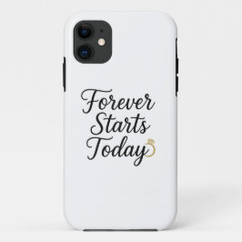 Funda Para iPhone 11 Forever Starts Today - Camiseta de cita de boda ro
