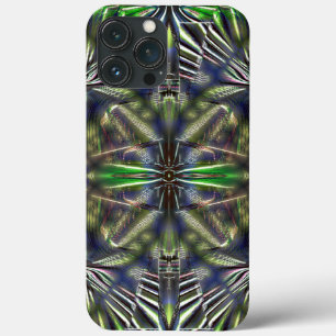 Funda Para iPhone 13 Pro Max Forma abstracta en líneas punteadas bajo verde env