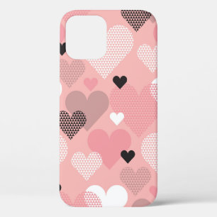 Funda Para iPhone 12 Forma cardíaca patrón moderno sin soldadura en geo