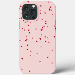 Funda Para iPhone 13 Pro Max forma del corazón rosa y rojo