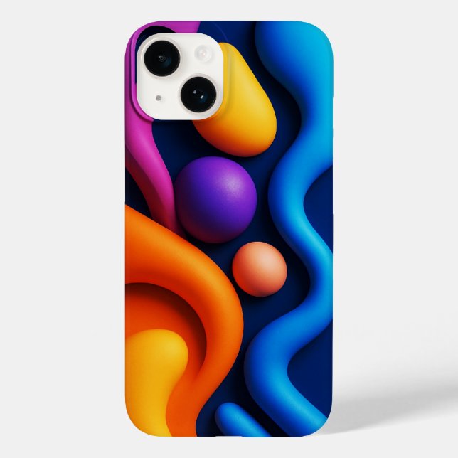 Funda De Case-Mate Para iPhone Formas 3D vibrantes abstractas (Reverso )