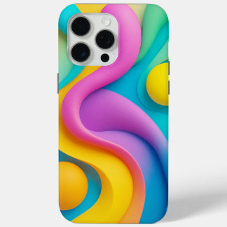 Funda Para iPhone 15 Pro Max Formas 3D vibrantes abstractas