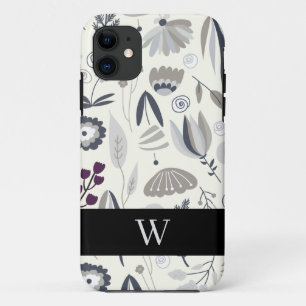 Funda Para iPhone 11 Formas abstractas en blanco y negro monograma