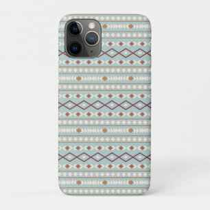 Funda Para iPhone 11 Pro Formas aztecas Rpt Patrón Rusts Crema Verde azulad