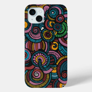 Funda Para iPhone 15 Mini Formas circulares coloridas patrón de cubierta par