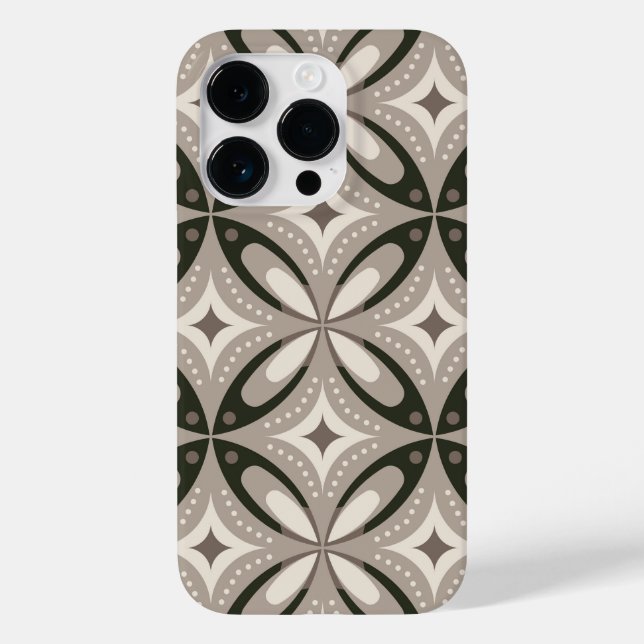 Funda De Case-Mate Para iPhone Formas circulares retro beige y marrón (Reverso )