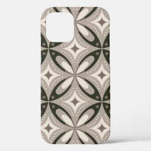 Funda Para iPhone 12 Formas circulares retro beige y marrón