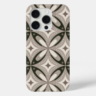 Funda Para iPhone 15 Pro Formas circulares retro beige y marrón