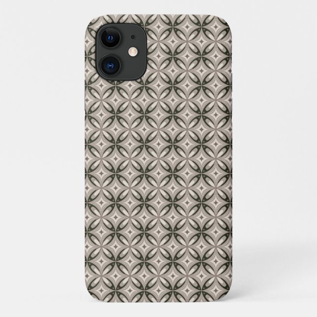 Funda De Case-Mate Para iPhone Formas circulares retro beige y marrón (Reverso)