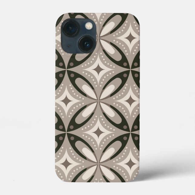 Funda De Case-Mate Para iPhone Formas circulares retro beige y marrón (Reverso )