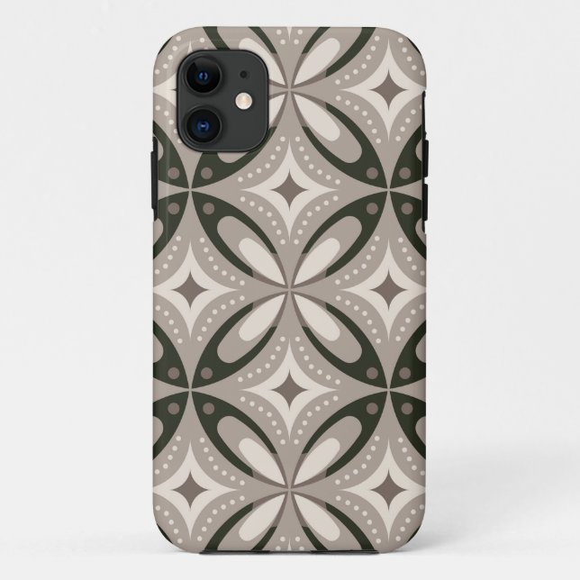 Funda De Case-Mate Para iPhone Formas circulares retro beige y marrón (Reverso)