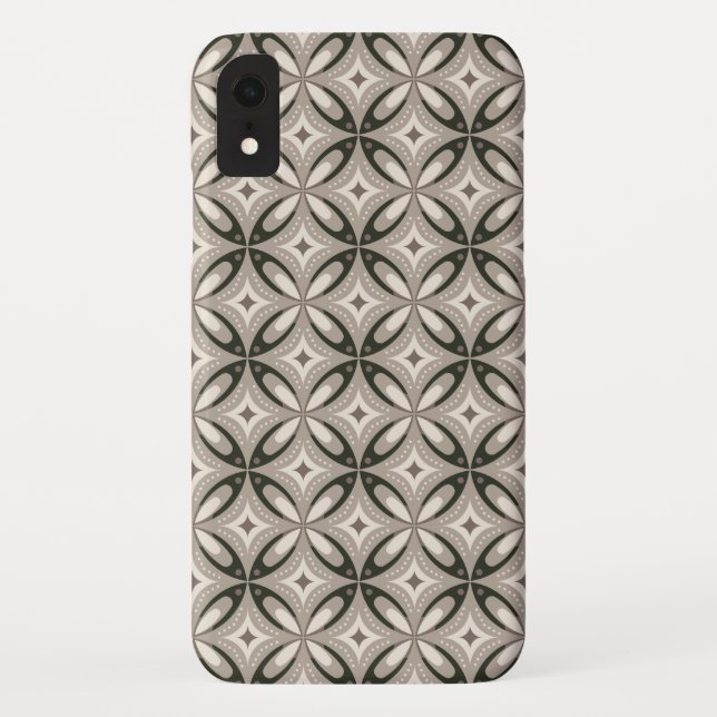 Funda De Case-Mate Para iPhone Formas circulares retro beige y marrón (Reverso)