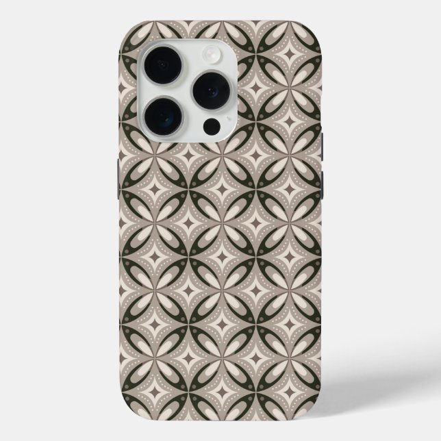 Funda De Case-Mate Para iPhone Formas circulares retro beige y marrón (Reverso )