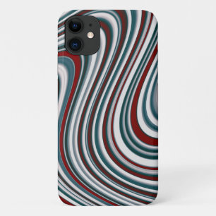 Funda Para iPhone 11 Formas curvadas de resumen azul Verde azulado y ro