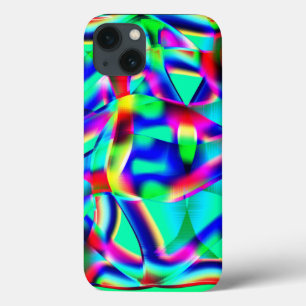 Funda Para iPhone 13 Formas curvadas muy coloridas, el verde prevalece.